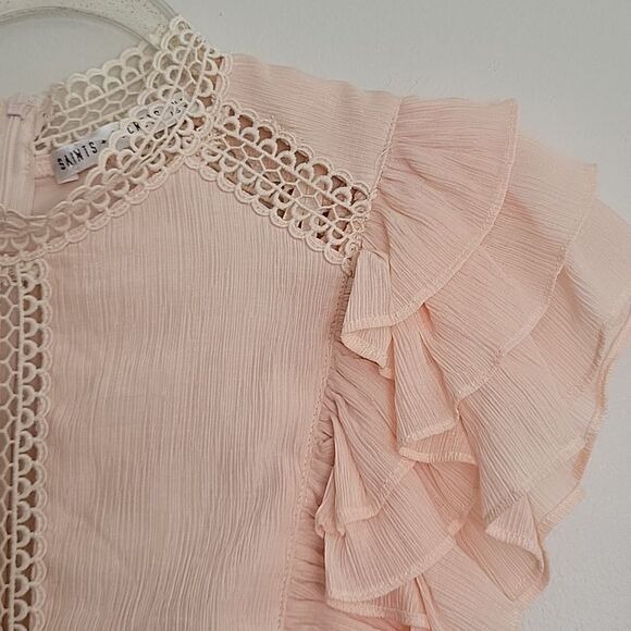 Saint+ Secrets Oakland High Neck Ruffle Detail Dress waist tie Blush Pink Small - Picture 6 of 13